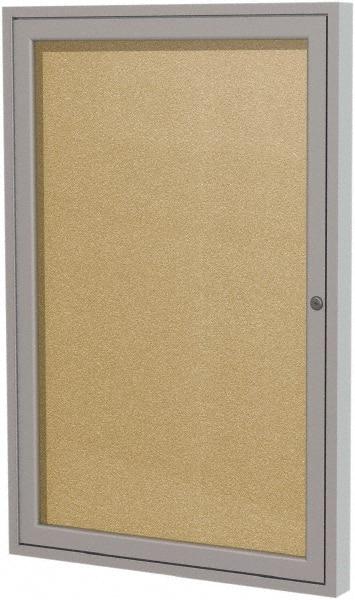 Ghent - 24" Wide x 18" High Enclosed Cork Bulletin Board - Rubber, Caramel - Best Tool & Supply