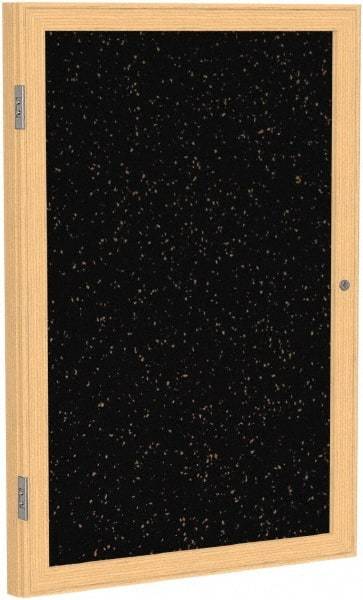 Ghent - 36" Wide x 30" High Enclosed Cork Bulletin Board - Rubber, Tan Speckled - Best Tool & Supply