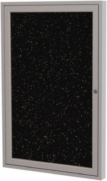 Ghent - 36" Wide x 30" High Enclosed Cork Bulletin Board - Rubber, Tan Speckled - Best Tool & Supply