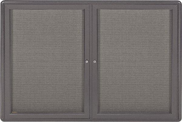 Ghent - 34" Wide x 24" High Enclosed Cork Bulletin Board - Fabric Covered, Black - Best Tool & Supply