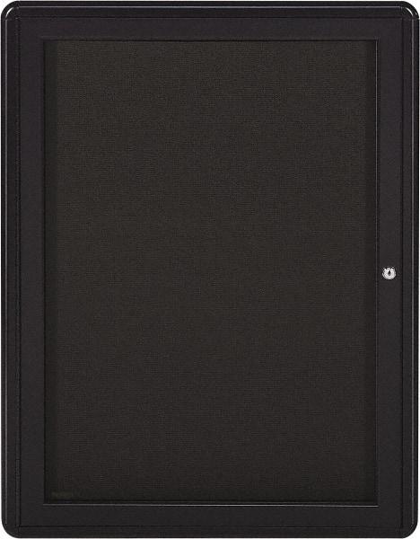 Ghent - 34" Wide x 24" High Enclosed Cork Bulletin Board - Fabric Covered, Gray - Best Tool & Supply