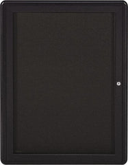 Ghent - 34" Wide x 24" High Enclosed Cork Bulletin Board - Fabric Covered, Gray - Best Tool & Supply