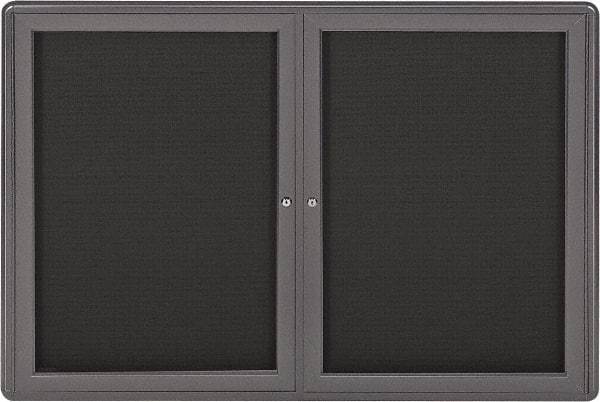 Ghent - 34" Wide x 24" High Enclosed Cork Bulletin Board - Fabric Covered, Gray - Best Tool & Supply