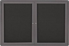 Ghent - 34" Wide x 24" High Enclosed Cork Bulletin Board - Fabric Covered, Gray - Best Tool & Supply