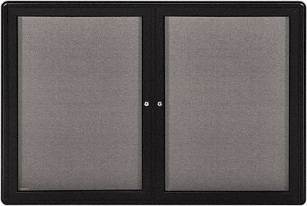 Ghent - 34" Wide x 24" High Enclosed Cork Bulletin Board - Fabric Covered, Black - Best Tool & Supply