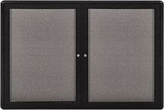 Ghent - 34" Wide x 24" High Enclosed Cork Bulletin Board - Fabric Covered, Black - Best Tool & Supply