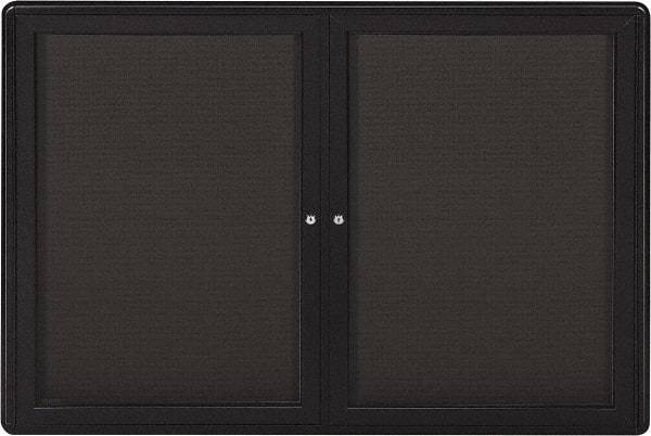 Ghent - 47" Wide x 34" High Enclosed Cork Bulletin Board - Fabric Covered, Gray - Best Tool & Supply