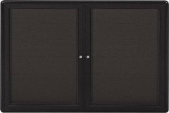 Ghent - 47" Wide x 34" High Enclosed Cork Bulletin Board - Fabric Covered, Gray - Best Tool & Supply