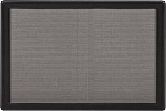 Ghent - 47" Wide x 34" High Enclosed Cork Bulletin Board - Fabric Covered, Black - Best Tool & Supply