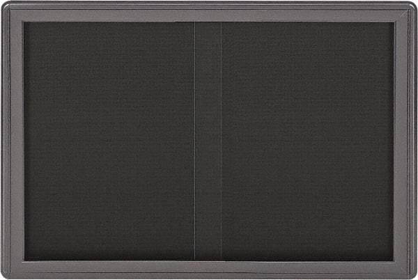 Ghent - 47" Wide x 34" High Enclosed Cork Bulletin Board - Fabric Covered, Gray - Best Tool & Supply