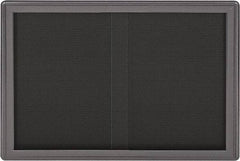 Ghent - 47" Wide x 34" High Enclosed Cork Bulletin Board - Fabric Covered, Gray - Best Tool & Supply