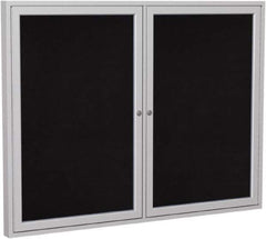 Ghent - 48" Wide x 36" High Enclosed Cork Bulletin Board - Rubber, Black - Best Tool & Supply