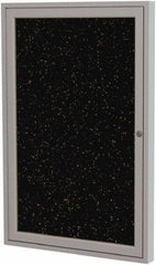 Ghent - 24" Wide x 18" High Enclosed Cork Bulletin Board - Rubber, Tan Speckled - Best Tool & Supply