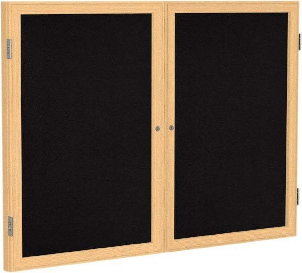 Ghent - 48" Wide x 36" High Enclosed Cork Bulletin Board - Rubber, Black - Best Tool & Supply