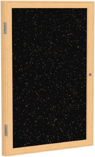 Ghent - 24" Wide x 18" High Enclosed Cork Bulletin Board - Rubber, Tan Speckled - Best Tool & Supply