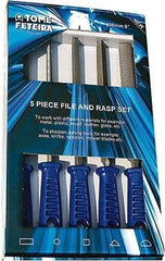 Anglo American - 5 Piece American Pattern File Set - 8" Long, Bastard Coarseness, Set Includes Square, Flat, Round, Half Round, Three Square - Best Tool & Supply