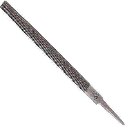 Anglo American - 14" Long, Second Cut, Half Round American-Pattern File - Double Cut, 0.37" Overall Thickness, Tang - Best Tool & Supply