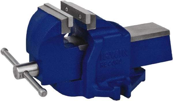 Irwin - 4-1/2" Jaw Width, 5-1/2" Opening Capacity, 3" Throat Depth, Steel Stationary Bench Vise - Bolt Down Base Attachment - Best Tool & Supply