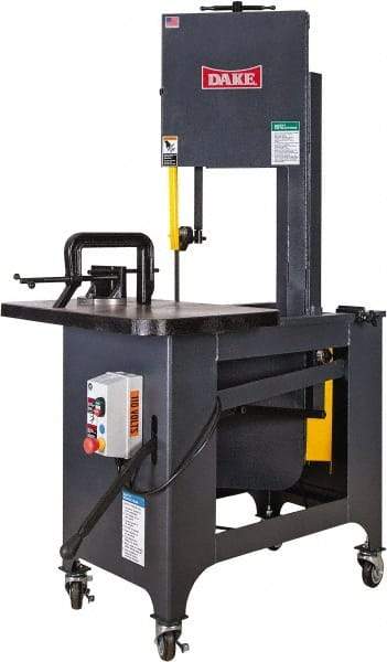 Dake - 9 Inch Throat Capacity, Step Pulley Vertical Bandsaw - 309, 618, 1191, 2382 RPM, 1 HP, Three Phase - Best Tool & Supply