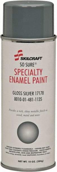 Ability One - Aluminum (Color), Gloss, Enamel Spray Paint - 12 to 15 Sq Ft per Can, 16 oz Container, Use on Masonry - Best Tool & Supply