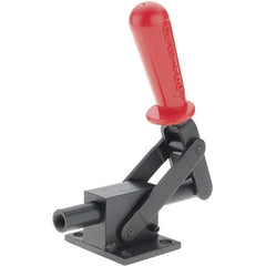 De-Sta-Co - 4,599.59 Lb Load Capacity, Flanged Base, Carbon Steel, Standard Straight Line Action Clamp - 4 Mounting Holes, 0.41" Mounting Hole Diam, 3/4" Plunger Diam, Straight Handle - Best Tool & Supply
