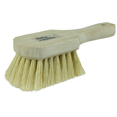 8″ Utility Scrub Brush, White Tampico Fill, Short Handle, Wood Block - Best Tool & Supply
