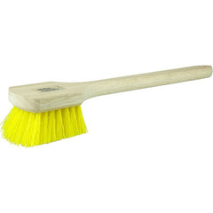 20″ Utility Scrub Brush, Yellow Polypropylene, Long Handle, Wood Block - Best Tool & Supply