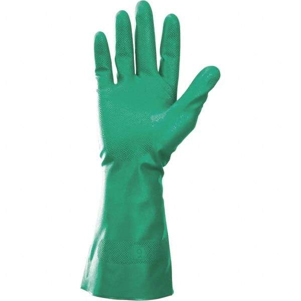 KleenGuard - Size XL (10), 13" Long, 15 mil Thick, Nitrile Chemical Resistant Gloves - Textured Finish, Cotton Lined, Straight Cuff, Green, FDA Approved - Best Tool & Supply