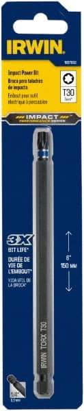 Irwin - T30 Torx Bit - 1/4" Hex Drive, 6" OAL - Best Tool & Supply