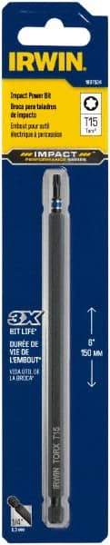 Irwin - T15 Torx Bit - 1/4" Hex Drive, 6" OAL - Best Tool & Supply