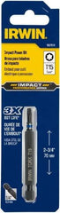 Irwin - T15 Torx Bit - 1/4" Hex Drive, 2-3/4" OAL - Best Tool & Supply