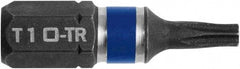 Irwin - 1/4" Drive T10 Torx Screwdriver Bit - 1" OAL, Tamper Resistant Bit - Best Tool & Supply