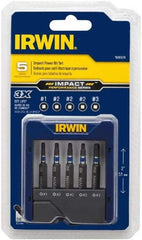 Irwin - 5 Piece, Screwdriver Power Bit Set - #1 to #3 Square Recess - Best Tool & Supply