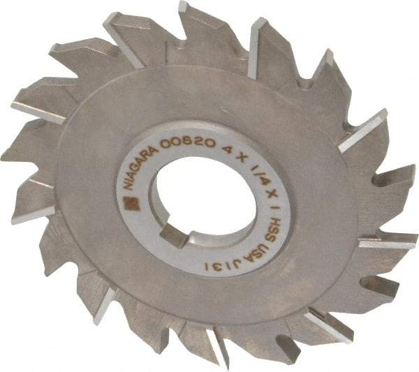 Keo - 4" Diam x 1/4" Width of Cut, 18 Teeth, High Speed Steel Side Milling Cutter - Staggered Teeth, Uncoated - Best Tool & Supply