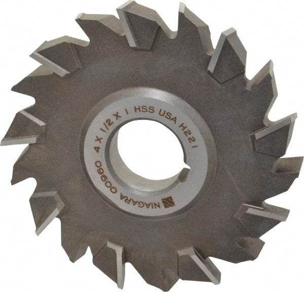 Keo - 4" Diam x 1/2" Width of Cut, 18 Teeth, High Speed Steel Side Milling Cutter - Staggered Teeth, Uncoated - Best Tool & Supply