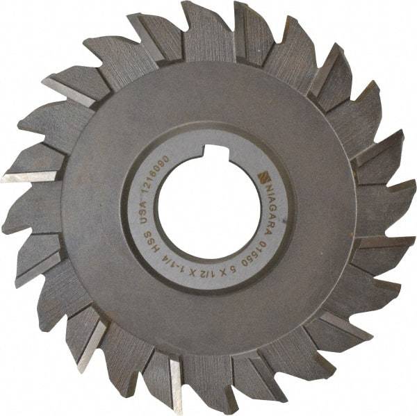 Keo - 5" Diam x 1/2" Width of Cut, 24 Teeth, High Speed Steel Side Milling Cutter - Staggered Teeth, Uncoated - Best Tool & Supply