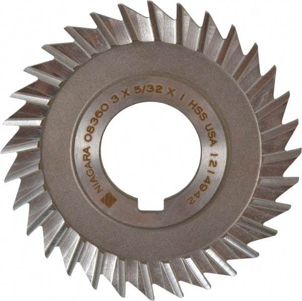 Keo - 3" Blade Diam x 5/32" Blade Thickness, 1" Hole, 32 Teeth, High Speed Steel Side Chip Saw - Straight Tooth, Arbor Connection, Right Hand Cut, Uncoated, with Keyway - Best Tool & Supply