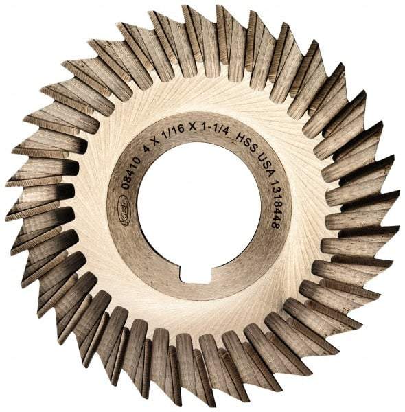 Keo - 4" Blade Diam x 1/16" Blade Thickness, 1-1/4" Hole, 36 Teeth, High Speed Steel Side Chip Saw - Straight Tooth, Arbor Connection, Right Hand Cut, Uncoated, with Keyway - Best Tool & Supply