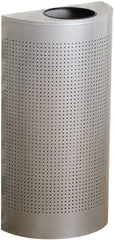 Rubbermaid - 12 Gal Silver Half-Round Decorative Waste Receptacle With Top - Steel, 32" High x 18" Wide - Best Tool & Supply