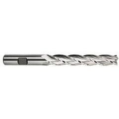 7/8 Dia. x 7-1/4 Overall Length 4-Flute Square End High Speed Steel SE End Mill-Round Shank-Center Cutting -TiN - Best Tool & Supply