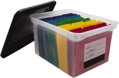 Innovative Storage Designs - 1 Compartment, 17-3/4 Inch Wide x 14 Inch Deep x 10-1/4 Inch High, Portable File Box - Plastic, Black and Clear - Best Tool & Supply