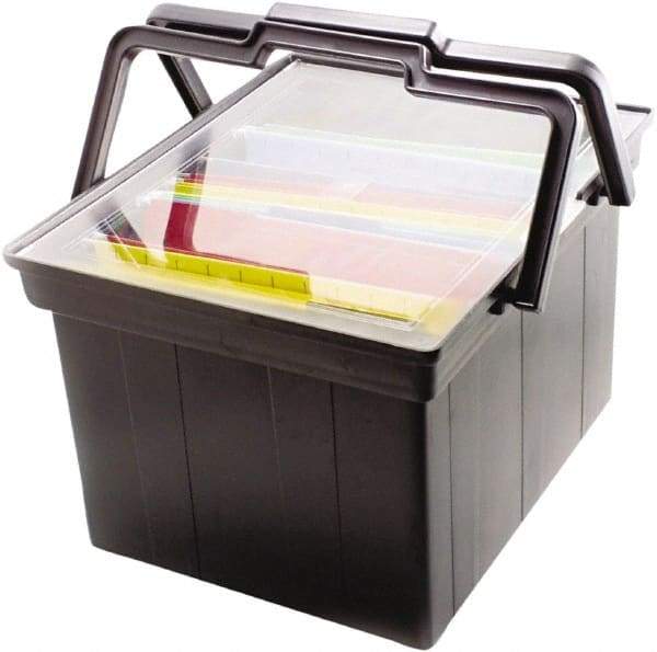 ADVANTUS - 1 Compartment, 17 Inch Wide x 14 Inch Deep x 10-7/8 Inch High, Portable File Box - Plastic, Black - Best Tool & Supply