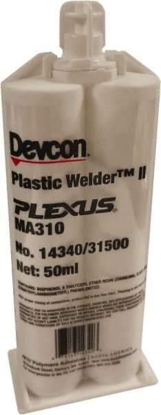 Plexus - 50 mL Cartridge Two Part Acrylic Adhesive - 15 to 18 min Working Time, 60°F to 95°F, 4,500 psi Shear Strength - Best Tool & Supply