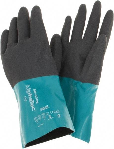 Ansell - Size 9, 12" Long, 13 mil Thick, Chemical Resistant Gloves - Green/Gray - Best Tool & Supply