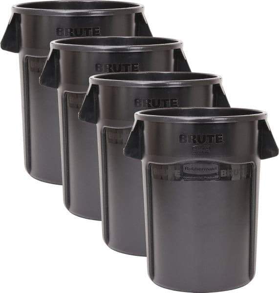 Rubbermaid - 44 Gal Gray Round (4) 44 Gal Brute Utility Containers - Polyethylene, 31-1/2" High - Best Tool & Supply