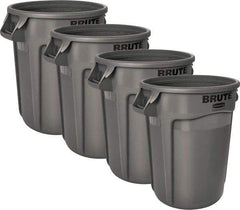 Rubbermaid - 32 Gal Gray Round (4) 32 Gal Brute Containers - Polyethylene, 27.77" High - Best Tool & Supply