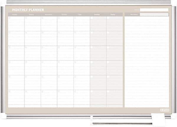 MasterVision - 36" High x 48" Wide Painted Metal Magnetic Dry Erase Calendar - Steel, 50.2" Deep, Includes Mounting Kit - Best Tool & Supply