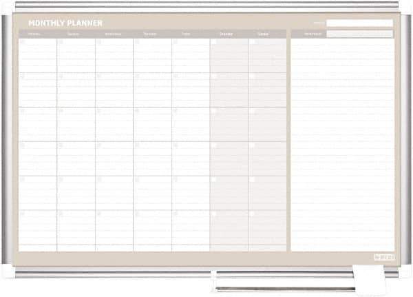 MasterVision - 24" High x 36" Wide Painted Metal Magnetic Dry Erase Calendar - Steel, 42.32" Deep, Includes Mounting Kit - Best Tool & Supply