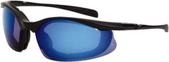 CrossFire - Blue Mirror Lenses, Framed Safety Glasses - Scratch Resistant, Matte Black Frame, Size Universal, Wrap Around - Best Tool & Supply