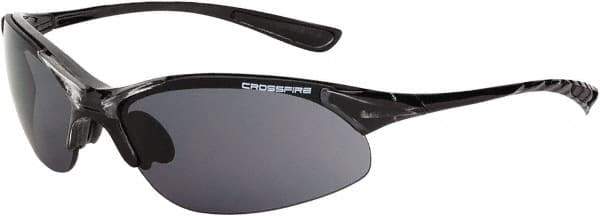 CrossFire - Smoke Lenses, Framed Safety Glasses - Scratch Resistant, Crystal Black Frame, Size Universal, Wrap Around - Best Tool & Supply